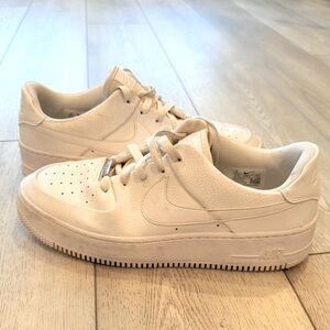 Nike Air Force 1 White Leather Shoes Size W12 / M10